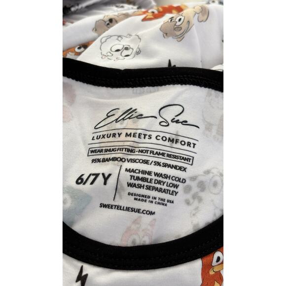 Ellie Sue Bluey & Friends Short Sleeve Bamboo Pajamas Kids Size 6-7 Year New - Picture 8 of 9